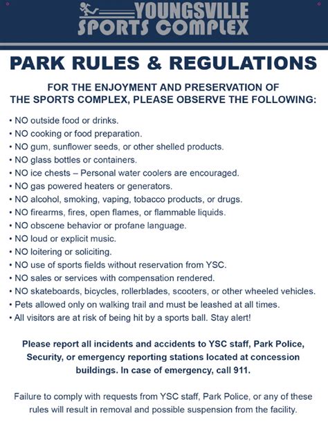 Sports Complex Rules