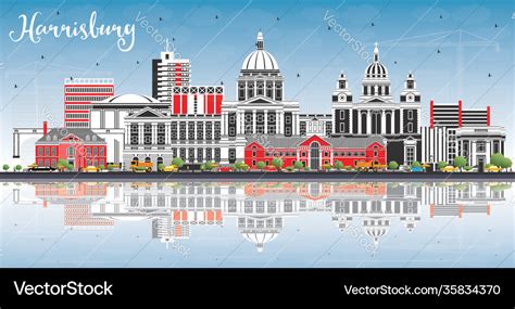 Harrisburg pennsylvania city skyline with color Vector Image