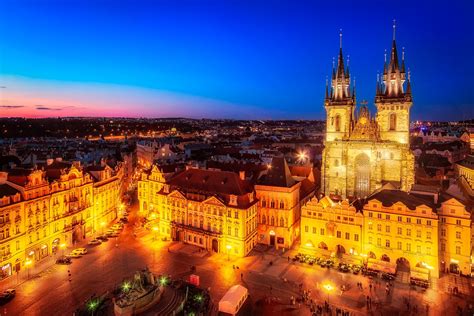 Old Town Square in Prague, Czech Republic at night