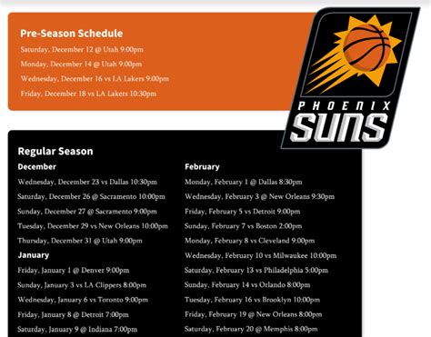 Printable Phoenix Suns schedule for 2020-21, TV schedule (Updated ...