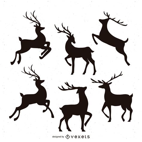 Reindeer Silhouette Illustration Set Vector Download