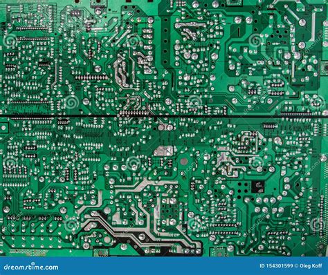 Flat Image of Green Circuit Board with Many Electrical Components Stock Image - Image of flowers ...