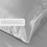 Seasonwood Microfiber Satin Grey Sheets Queen Size Luxury Silk 4-Piece ...