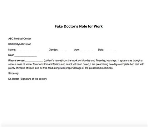 25 Free Printable Doctors Notes Templates for Work | Doctors note ...