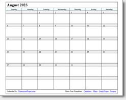 Printable August 2024 Calendar Waterproof - Andra Blanche