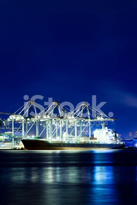 Container Terminal At Night Stock Photo | Royalty-Free | FreeImages