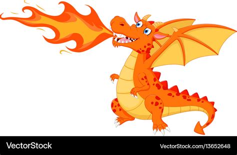 Angry dragon with fire Royalty Free Vector Image