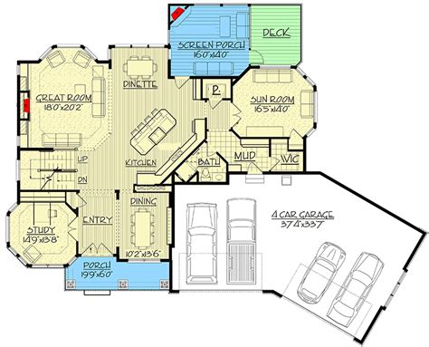 Beautiful 4-Bed Craftsman House Plan with 4-Car Garage and Optional Lower Level - 73402HS ...