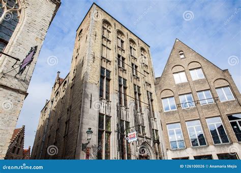 Beautiful Building at the Historical Bruges City Center Editorial Photo - Image of belgium, cold ...