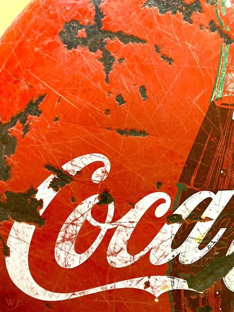 Vintage 1950s Coca Cola COKE 24" Button Sign Bottle Enamel Metal ...