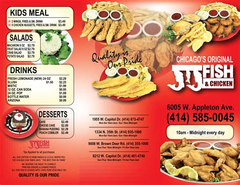 JJ Fish & Chicken menu in Milwaukee, Wisconsin, USA