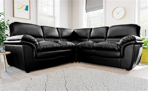 Rochester Black Leather Corner Sofa | Furniture Choice