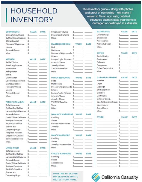 Free Printable Household Inventory List Web Here Are The Steps For ...