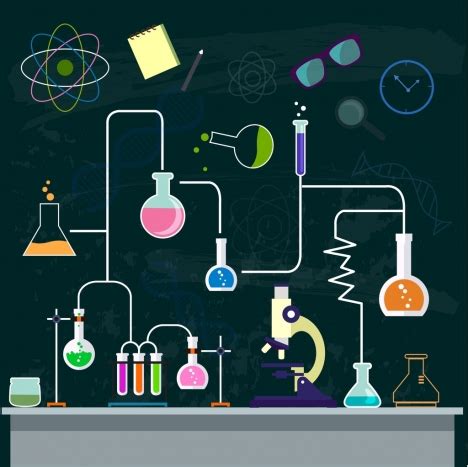 Chemistry background experiment process decor lab tool icons vectors stock in format for free ...