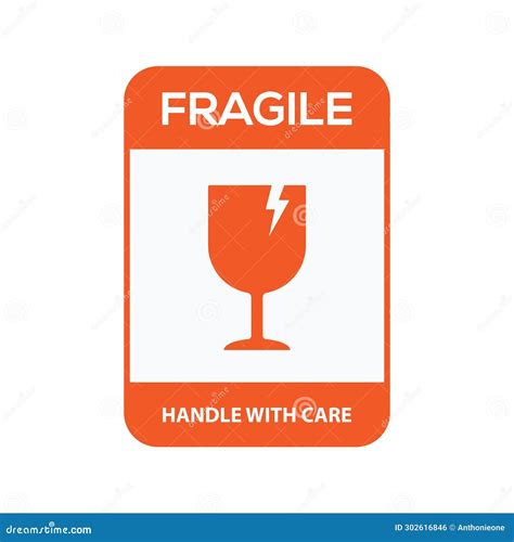 Fragile Handle with Care or Red Fragile Warning Label with Broken Glass Symbol Vector ...