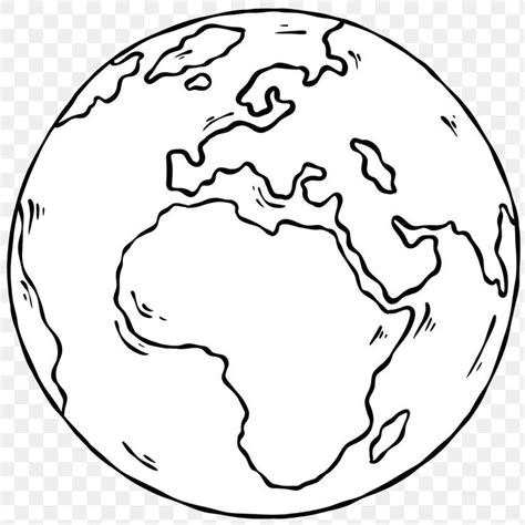 a black and white drawing of the earth on a transparent background ...