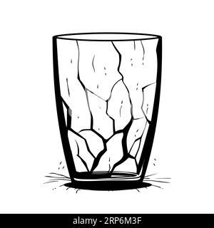 Broken glass cup for drinks. Cracked cup icon on white background. Glass waste concept. Vector ...