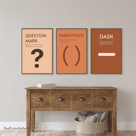 Punctuation English Classroom Posters Set of 12 Boho - Etsy