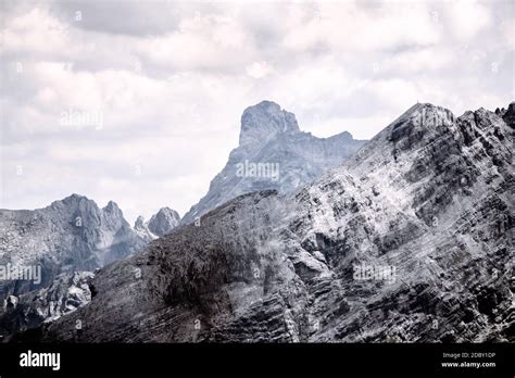 Alps Mountains. Alpine Austria Mountain With Clouds Stock Photo - Alamy