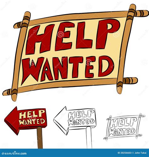 Help Wanted Sign Set stock vector. Image of cartoon, employment - 20256603