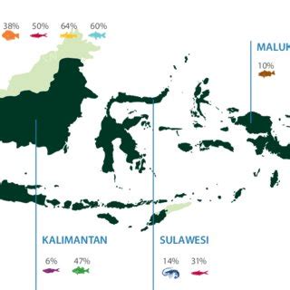 Indonesia aquaculture regions (with percentages of national production). | Download Scientific ...