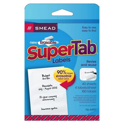 Smead® Erasable Supertab® File Folder Labels, White, 160 Labels : Target