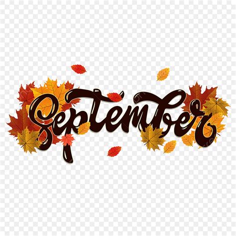 Month September Clipart PNG Images, Autumn September Month Font Mapledesign Style, Modern ...