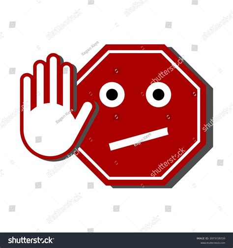 Stop Sign Funny Face Hand Road Stock Vector (Royalty Free) 2073728720