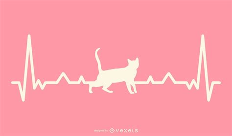 Cat With Heartbeat Line Illustration Vector Download