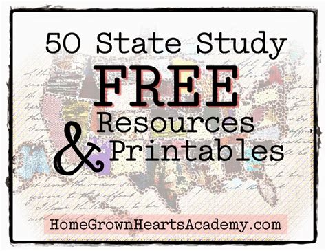 Home Grown Hearts Academy Homeschool Blog: 50 State Study ~ FREE Resources and Printables