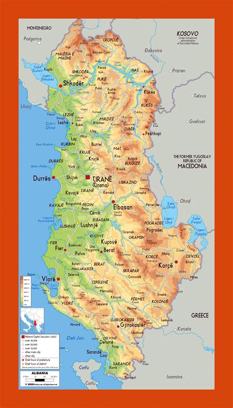 Physical map of Albania | Maps of Albania | Maps of Europe | GIF map | Maps of the World in GIF ...