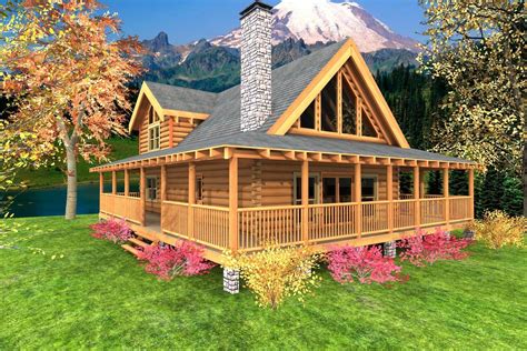 Cozy One Story Farmhouse with Wrap Around Porch | Rustic house plans, Porch house plans, Log ...