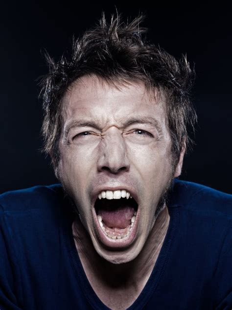 Funny Man Portrait Screaming Stock Photo - Image of roaring, background ...