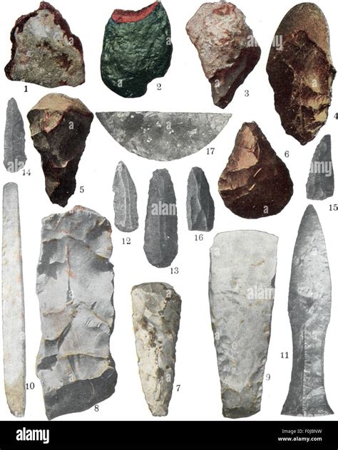 prehistoric times, tools, flint stone tools from different times ...