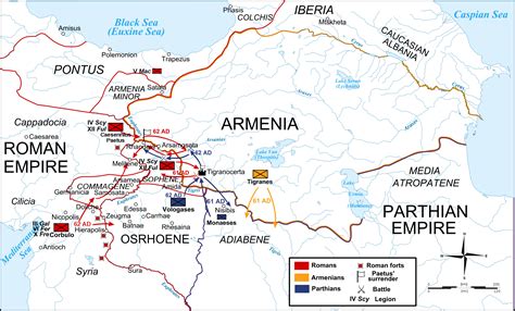 Map of the Roman-Parthian War, 61-63 CE (Illustration) - World History ...