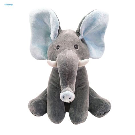 Peekaboo Elephant Toy Elephant Toy Peekaboo Elephant Plush Toy with Moving Ears Fun Hide-and ...