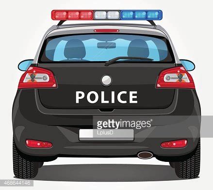 Vector Police Car - Back View - Visible Interior Version Stock Clipart ...