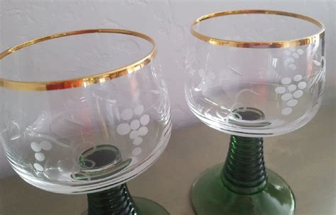 Roemer Glass Green Stemmed German Wine Glasses