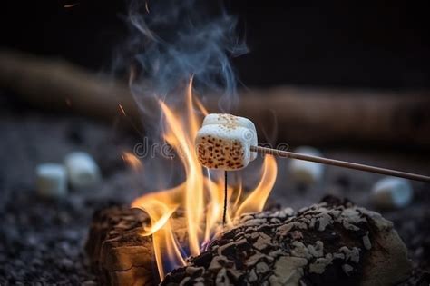 Marshmallow on a Stick Being Roasted Over a Camping Fire AI Generated ...