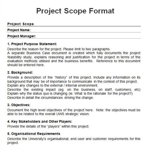 Project Scope Example Check more at https://nationalgriefawarenessday ...