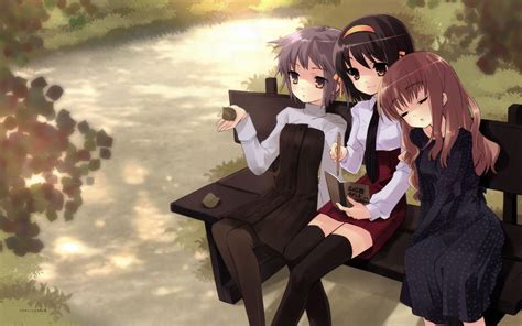 Anime Sitting On Bench