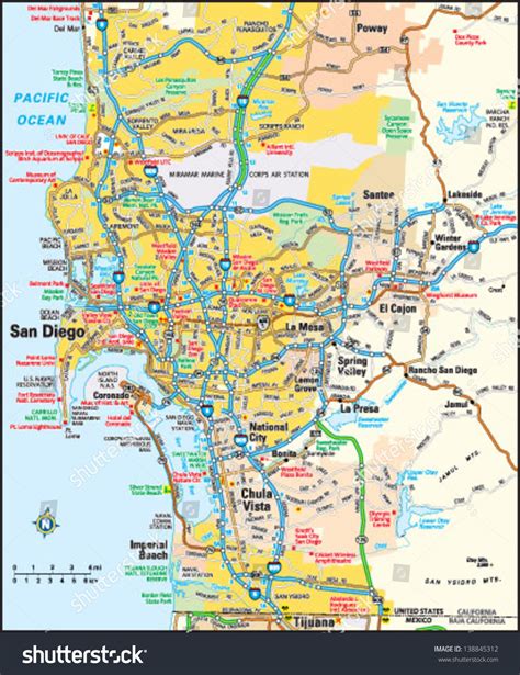 Mapa del área de San Diego,: vector de stock (libre de regalías ...