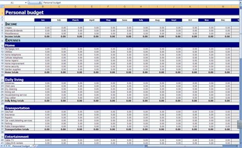 Monthly and Yearly Budget Spreadsheet Excel Template