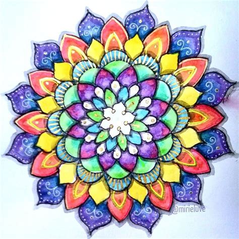 A mandala loaded with bright colors dashes a gold and holiday spirit! "Festive" 175/200 #mandala ...