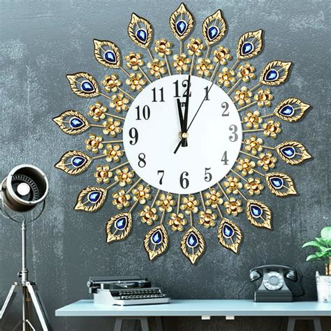 15 inch Large 3D Wall Clock Watch Peacock Diamonds Home Living room ...