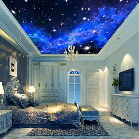 3D Wallpaper Mural Night Clouds Star Sky Wall Paper Background Interior Ceiling Home Decor ...