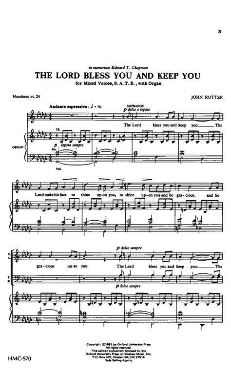 The Lord Bless You and Keep You (SATB ) by J | J.W. Pepper Sheet Music | 교육