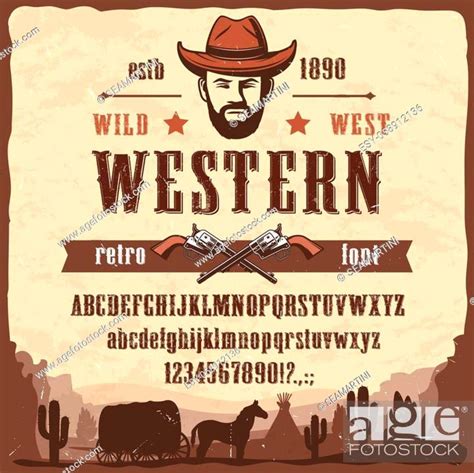 Western font type Wild West style vector letters and numbers, Stock Vector, Vector And Low ...