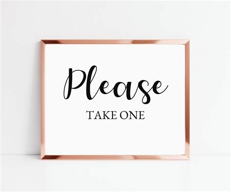 Wedding Sign Please Take One Sign Printable Wedding - Etsy