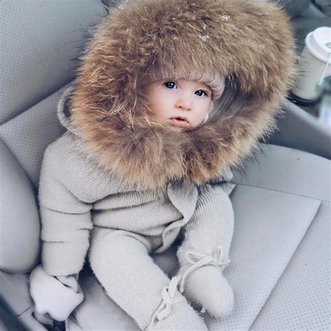 Infant Baby Rompers Winter Clothes Newborn Baby Boy Girl Knitted Sweater Jumpsuit raccoon Fur ...